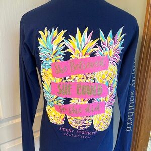 Women’s long sleeve navy blue 100% cotton simply southern tee